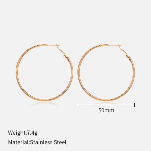 1 Pair Simple Style Solid Color Plating Stainless Steel Hoop Earrings