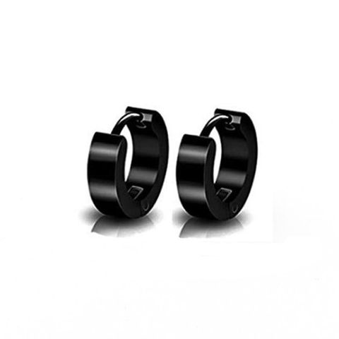 1 Pair Simple Style Circle Plating Titanium Steel Earrings