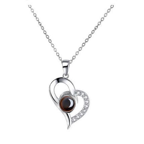 Simple Style Heart Shape Sterling Silver Inlaid Gemstone Necklace 1 Piece