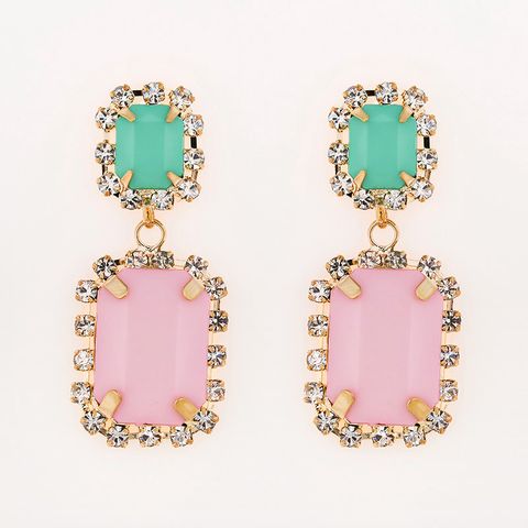 Fashion Leaf Rhinestone Artificial Gemstones Women's Earrings 1 Pair