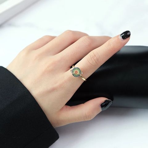 Fashion Planet Copper Gold Plated Zircon Open Ring