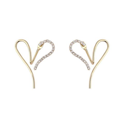 Sweet Heart Shape Alloy Inlay Rhinestones Women's Earrings 1 Pair