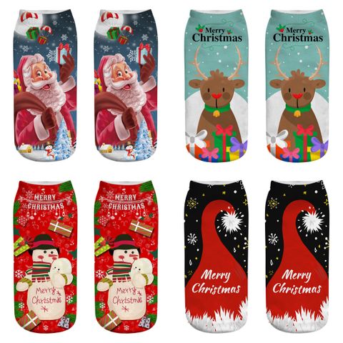 Unisex Cute Santa Claus Snowman Polyester Crew Socks
