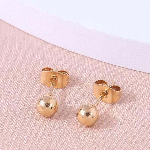 1 Pair Fashion Ball Plating Stainless Steel Ear Studs