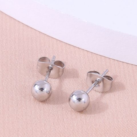 1 Pair Fashion Ball Plating Stainless Steel Ear Studs