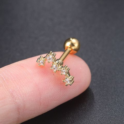 Fashion Geometric Brass Plating Zircon Ear Studs 1 Piece