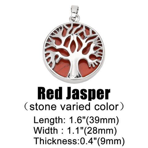 1 Piece Copper Natural Stone Crystal Agate Round Tree