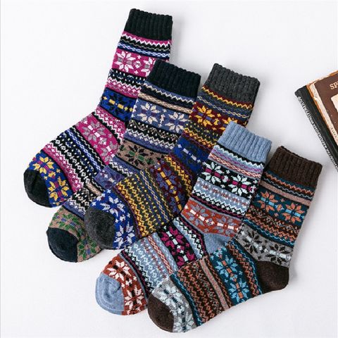 Men's Fashion Printing Wool Crew Socks