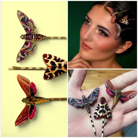 Women'S Fashion Dragonfly Wood Iron Hair Clip