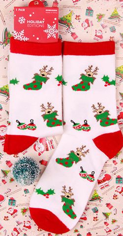 Women's Cartoon Style Cute Santa Claus Snowman Elk Cotton Crew Socks A Pair