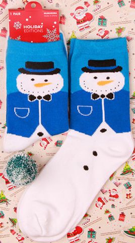 Unisex Fashion Santa Claus Snowflake Nylon Cotton Crew Socks