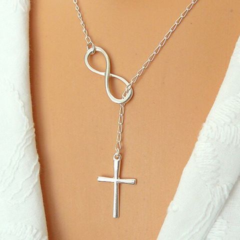 Simple Style Cross Alloy Plating Women's Necklace 1 Piece