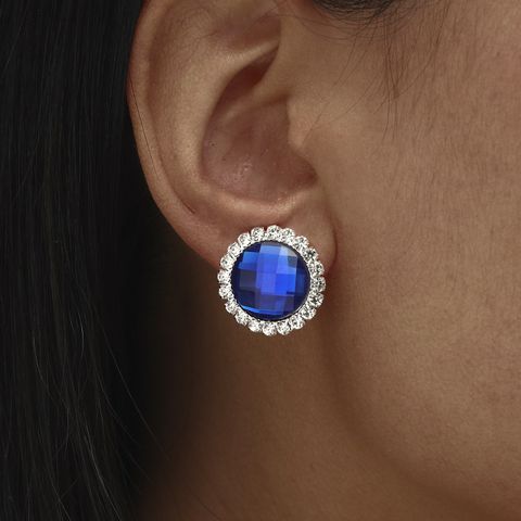 Retro Fashion Earrings Exaggerated Round Earrings Diamond-studded Earrings
