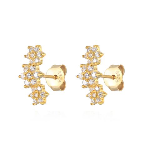 Fashion Snowflake Sterling Silver Inlay Zircon Ear Studs 1 Pair