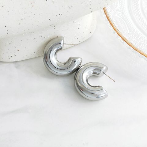 1 Pair Simple Style C Shape Plating Ccb Ear Studs