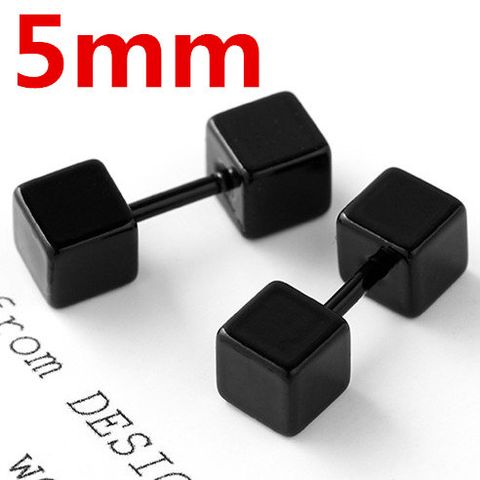 Simple Style Dumbbell Solid Color Titanium Steel Earrings 1 Pair