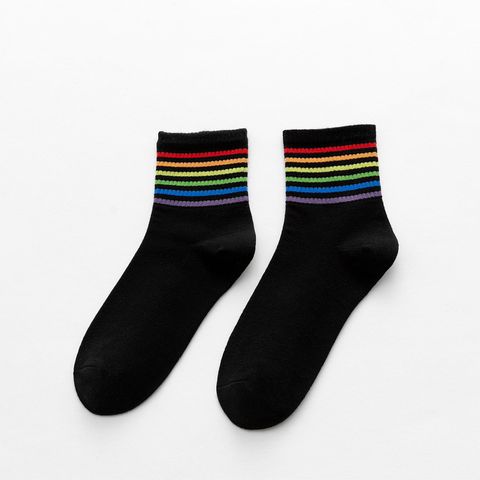 Women's Casual Rainbow Cotton Crew Socks