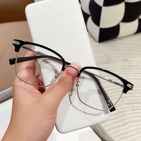 Fashion Geometric Leopard Ac Square Half Frame Optical Glasses