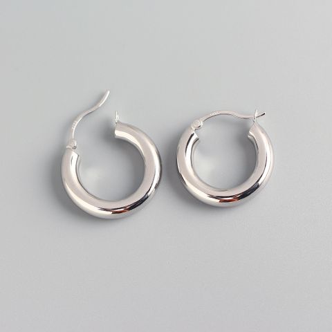 Simple Style Round Sterling Silver Plating Earrings 1 Pair