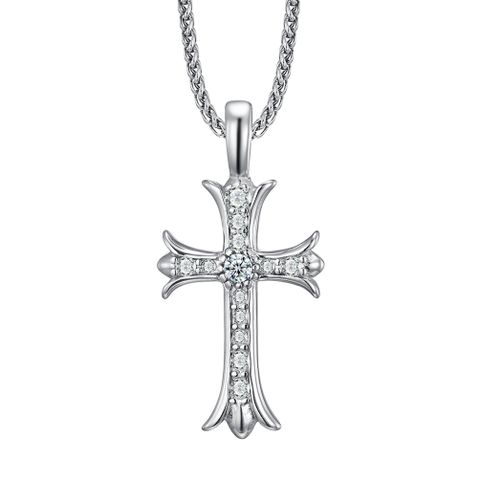 Fashion Cross Stainless Steel Inlay Zircon Pendant Necklace 1 Piece