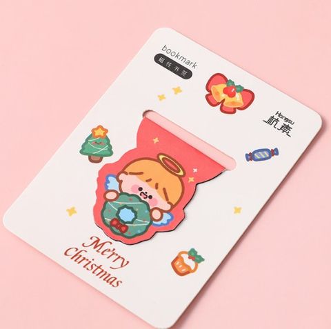 Cute Cartoon Christmas Pattern Magnetic Bookmark Double-sided Paper Book Clip