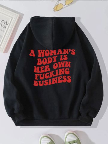 Women's Hoodie Long Sleeve Hoodies & Sweatshirts Printing Pocket Casual Letter