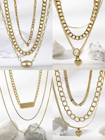 Fashion Heart Shape Lock Alloy Plating Birthday Women's Layered Necklaces 1 Set