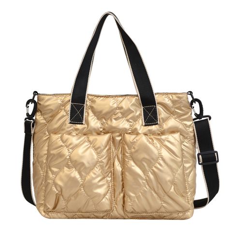 Women's Large Autumn&winter Cotton Solid Color Fashion Square Zipper Handbag