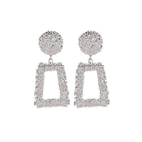 1 Pair Simple Style Round Square Patchwork Alloy Chandelier Earrings