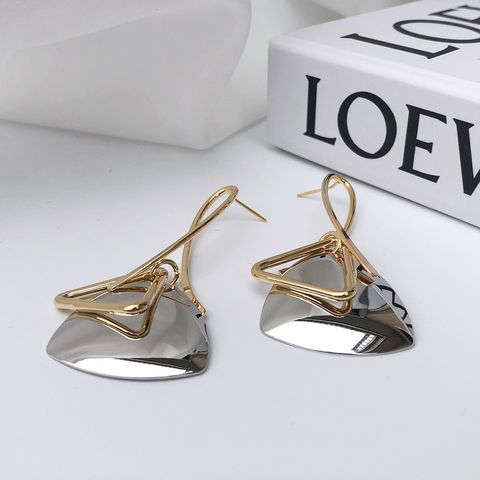 Fashion Triangle Copper Gold Plated Earrings 1 Pair