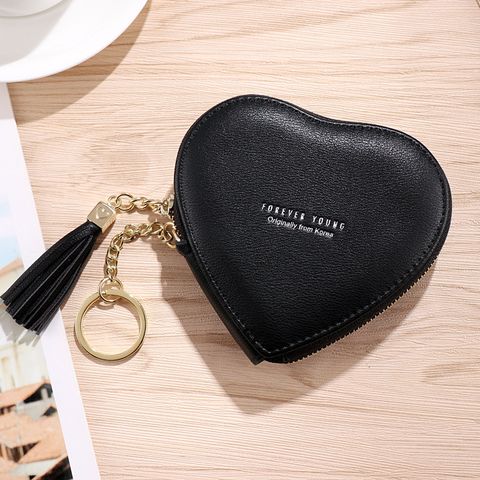 Women's Solid Color Pu Leather Zipper Coin Purses