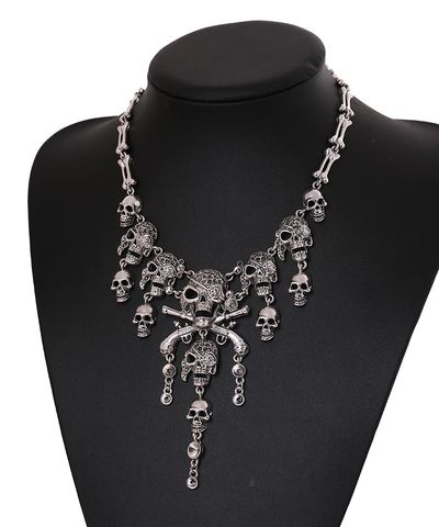 Cool Style Skull Alloy Plating Hollow Out Women's Pendant Necklace 1 Piece