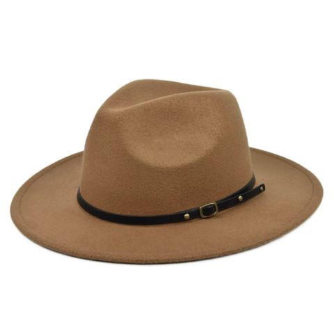 Unisex Retro Solid Color Sewing Flat Eaves Fedora Hat
