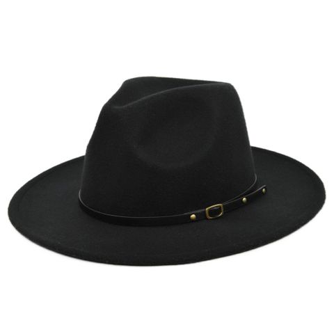 Unisex Retro Solid Color Sewing Flat Eaves Fedora Hat