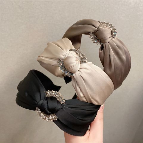 Vintage Style Solid Color Knot Cloth Rhinestone Hair Band 1 Piece