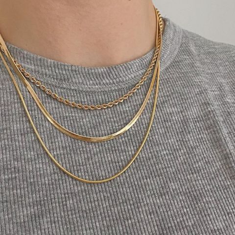 Fashion Twist Titanium Steel Plating Layered Necklaces 1 Piece