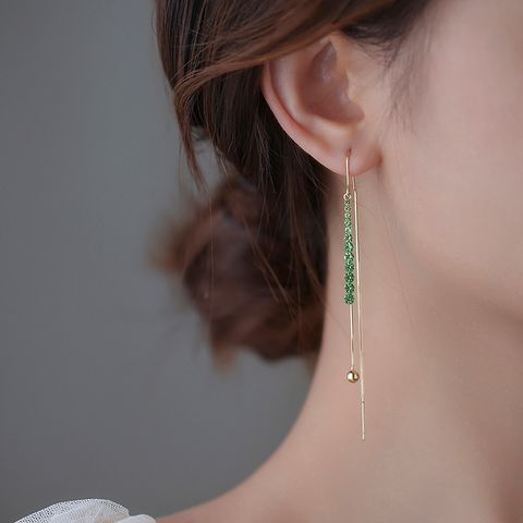 Fashion Simple Style Geometric Alloy Tassel Inlay Artificial Gemstones Women's Earrings