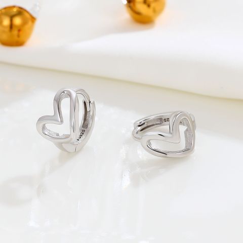 Fashion Heart Shape Sterling Silver Plating Earrings 1 Pair