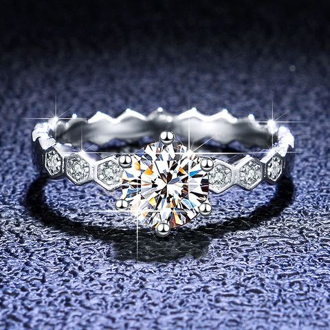 Simple Style Crown Sterling Silver Inlay Moissanite Zircon Rings