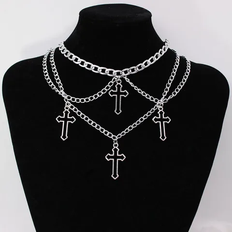 Punk Cross Alloy Plating Women's Choker