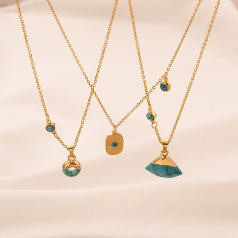 Fashion Geometric Titanium Steel Plating Turquoise Pendant Necklace 1 Piece
