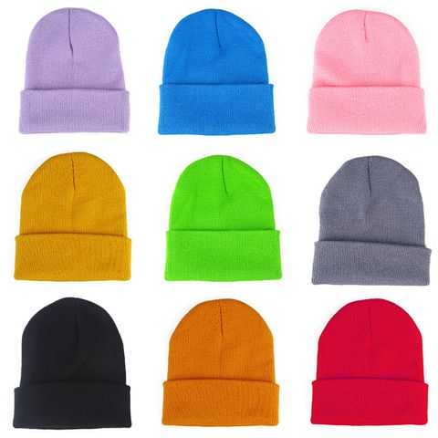 Mujeres Estilo Simple Color Sólido Prensado Gorro De Lana