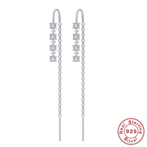 Simple Style Square Silver Plating Inlay Zircon Ear Line 1 Pair