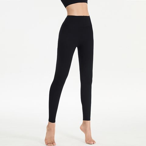 Sports Solid Color Nylon Active Bottoms Skinny Pants