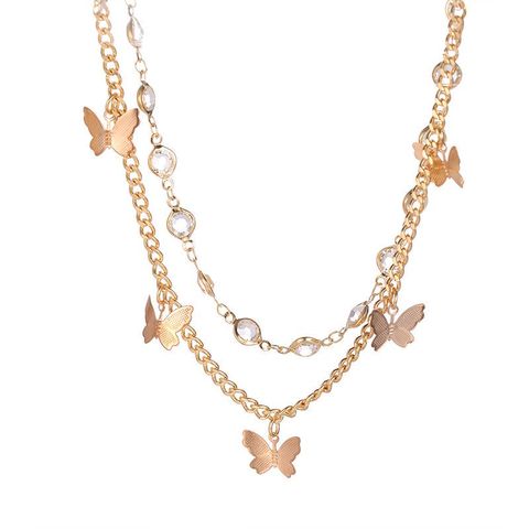 Fashion Butterfly Rhinestones Alloy Wholesale Necklace