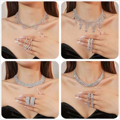 Luxurious Fashion U Shape Square Alloy Plating Diamond Rhinestones Jewelry Set 1 Set