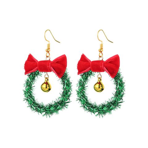 1 Pair Simple Style Christmas Tree Inlay Alloy Zircon Drop Earrings