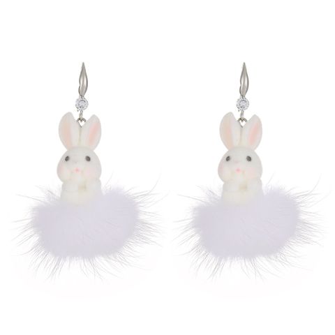 1 Pair Cute Classic Style Rabbit Resin Drop Earrings