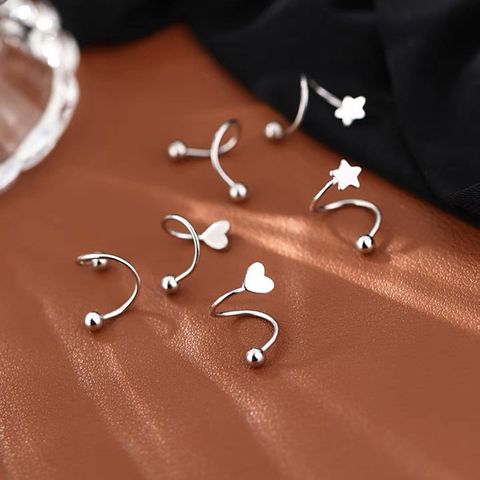 Simple Style Star Heart Shape Sterling Silver Earrings 1 Pair