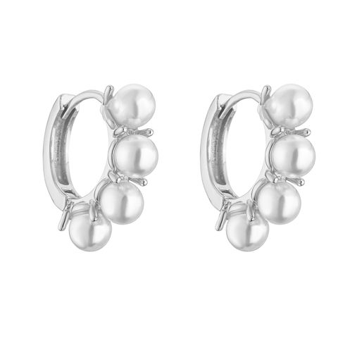 Elegant Geometric Copper Inlay Artificial Pearls Zircon Earrings 1 Pair